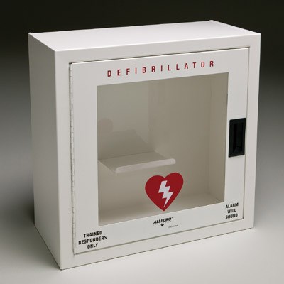 Small metal defibrillator case w/alarm