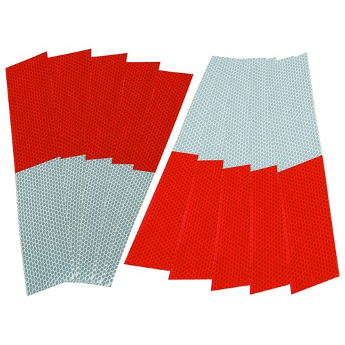 Red reflective two-piece strips