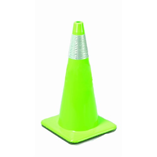 Cone PVC 18in Fluorescent Green w/6in