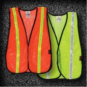 Vest, Orange Mesh Lime Reflective Stripe