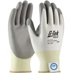 G-Tek, Gloves, WHT Knit W/GRY PU Palm