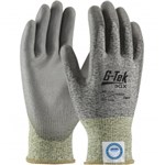 Glove, G-Tek,GRY,BLK Knit W/GRY PU Palm