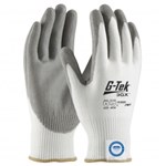 G-Tek Gloves, WHT Knit W/GRY PU Palm