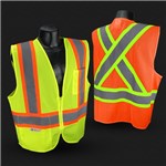 X-Back Vest, Lime Mesh, Class 2, Zipper